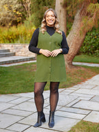Sandie - Cord Pinafore Dress - Green