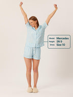 Sian - Pyjama Set - Blue Abstract Leaf Print