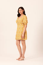 Siobhan - Button Front Mini Dress - Yellow