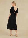 Abby - Square Neck Cut Out Backless Dress - Black