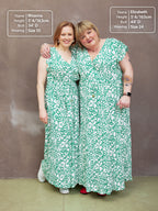 Susan Maxi Dress - White & Green Linear Print