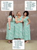 Susan Maxi Dress - White & Green Linear Print