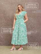 Susan Maxi Dress - White & Green Linear Print