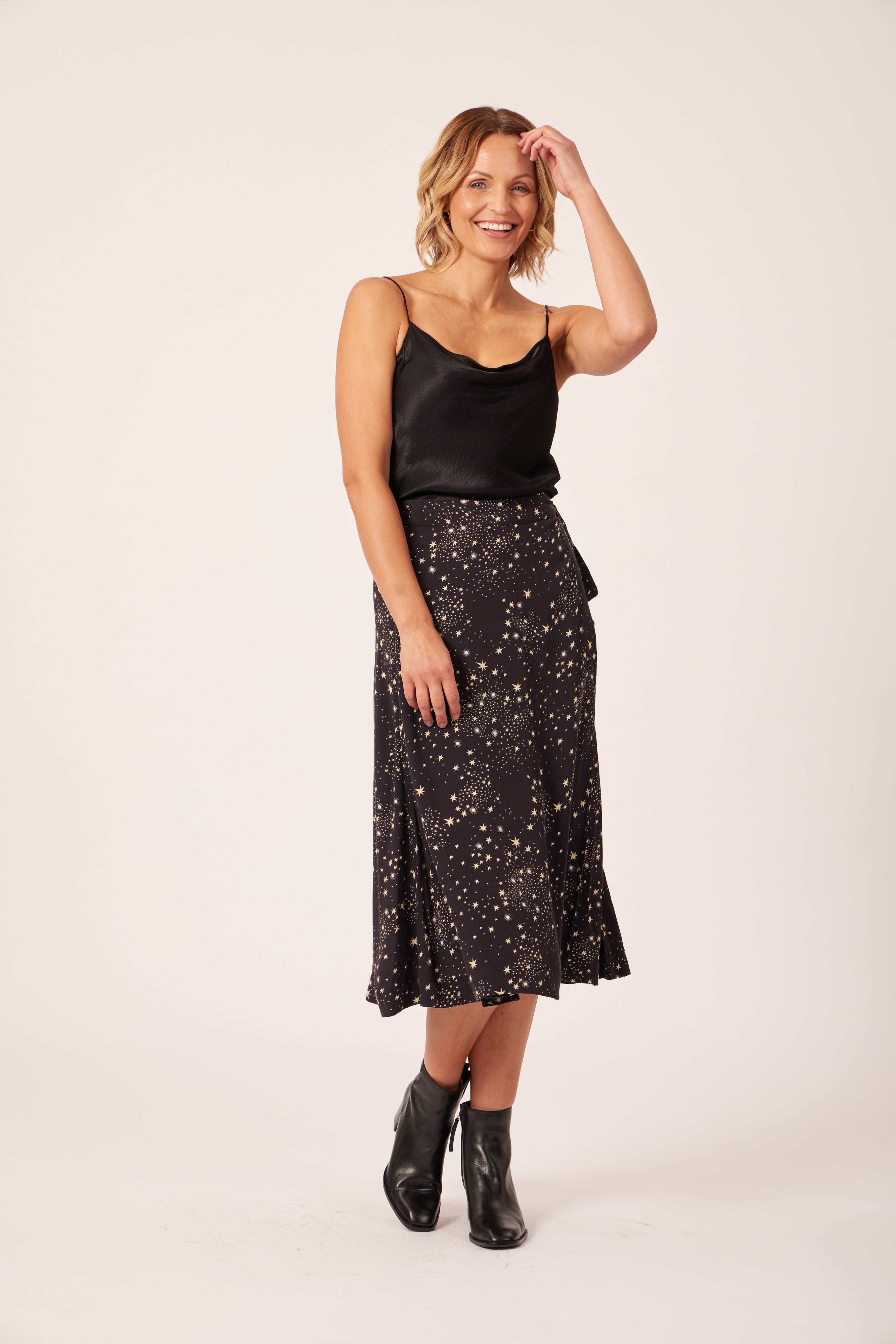 Linda - Midi Wrap Skirt - Black