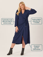 Christina - Wrap Midi Dress - Navy