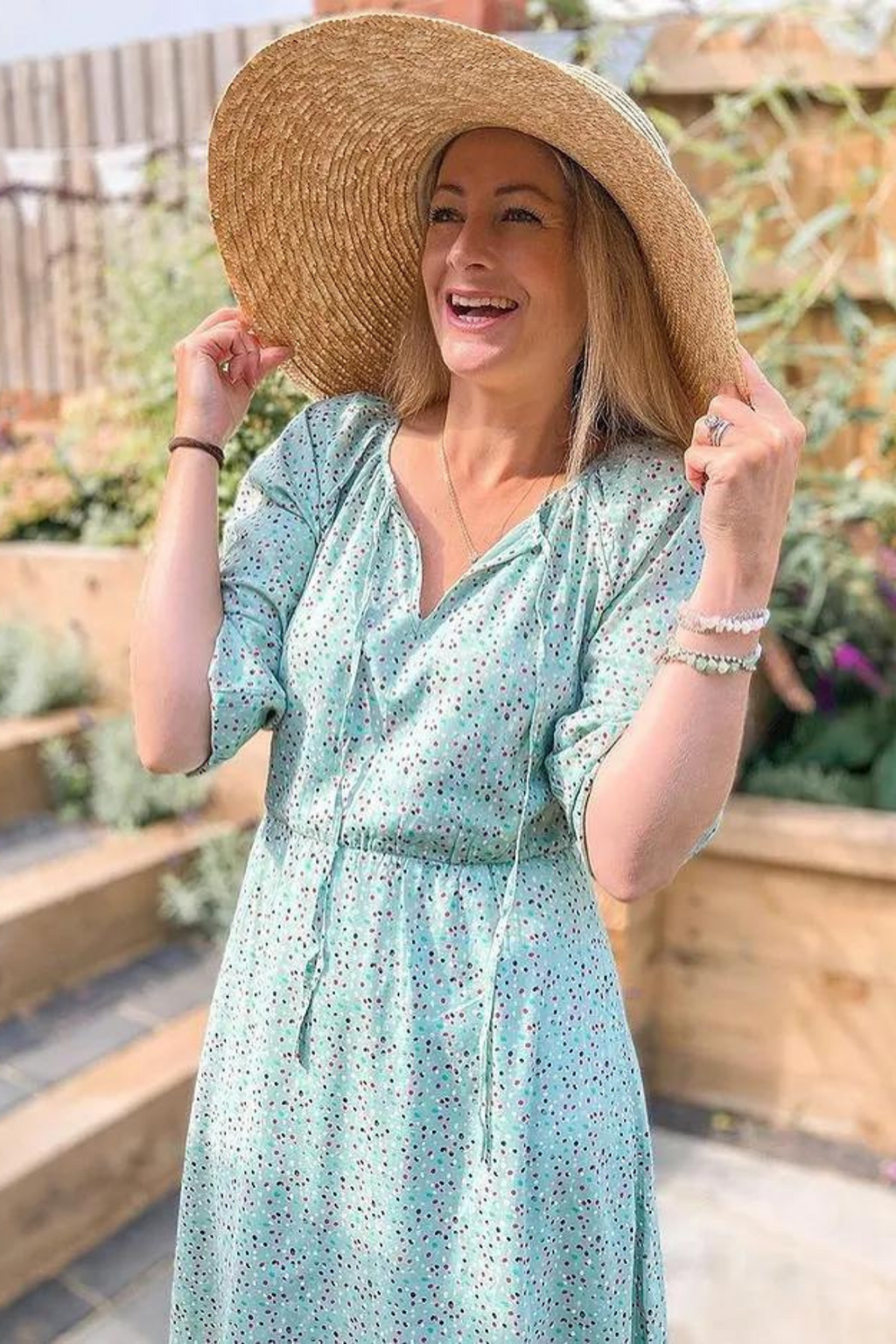 Amanda - Peasant Dress - Green