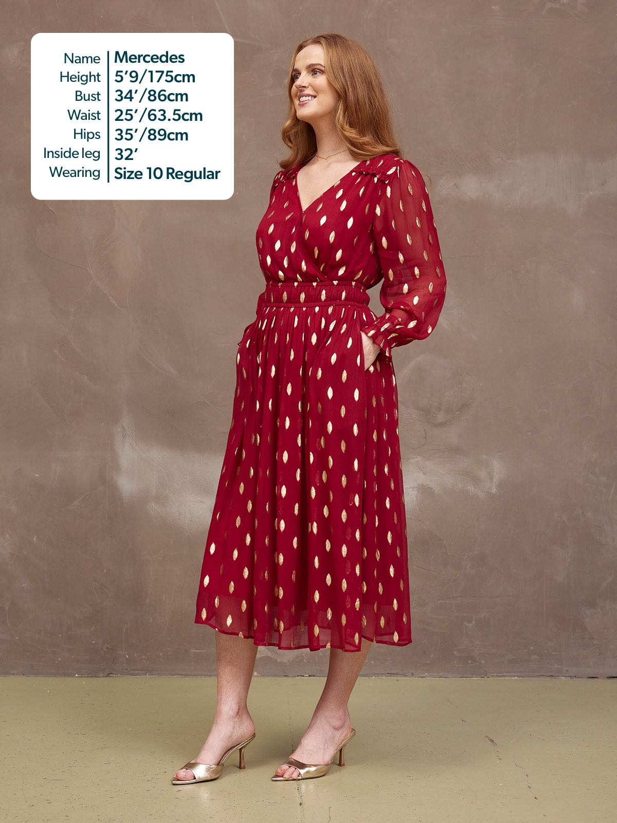 Valerie Lurex Dress - Burgundy and Gold