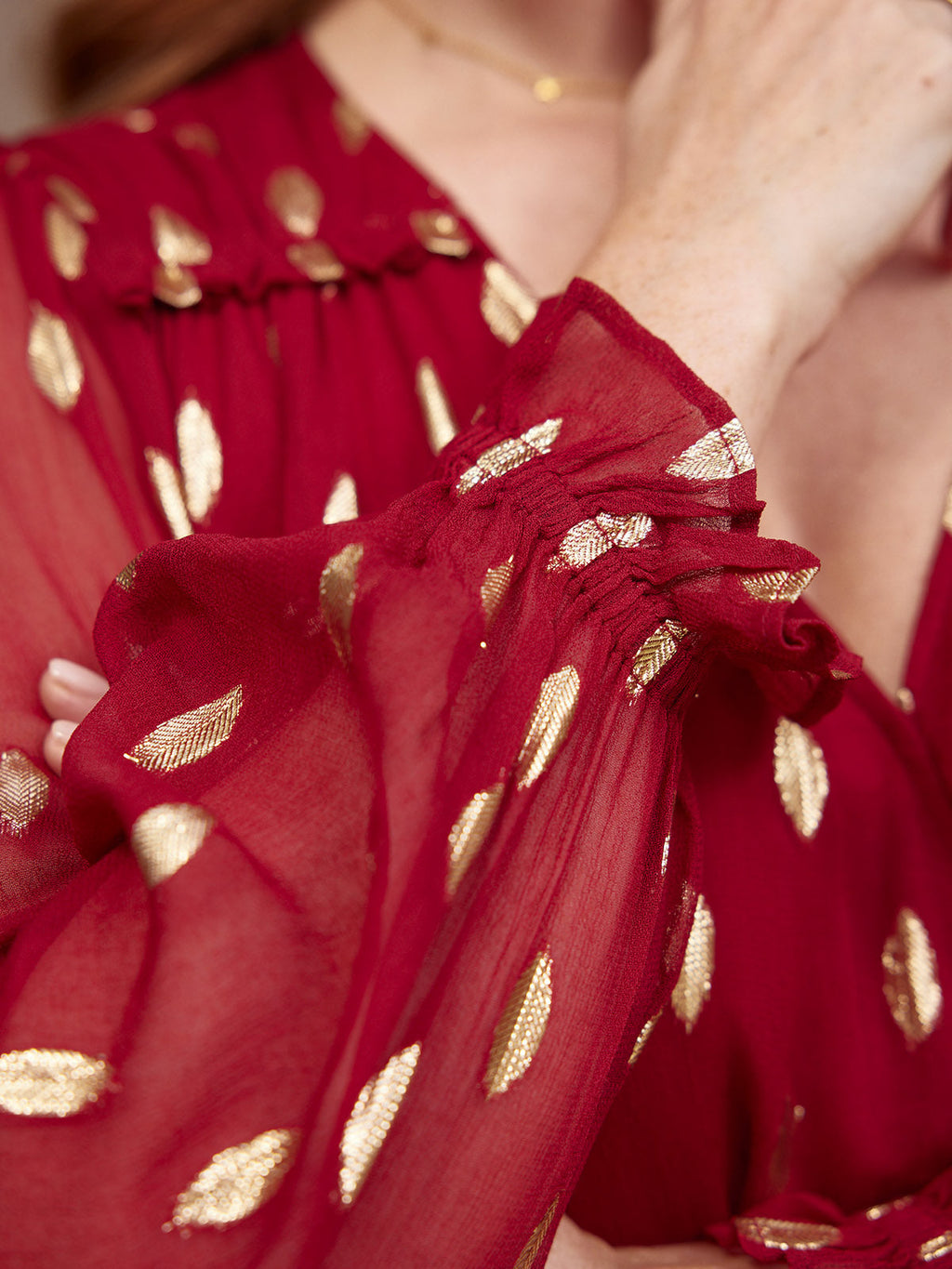 Valerie Lurex Dress - Burgundy and Gold