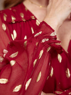 Valerie Lurex Dress - Burgundy and Gold