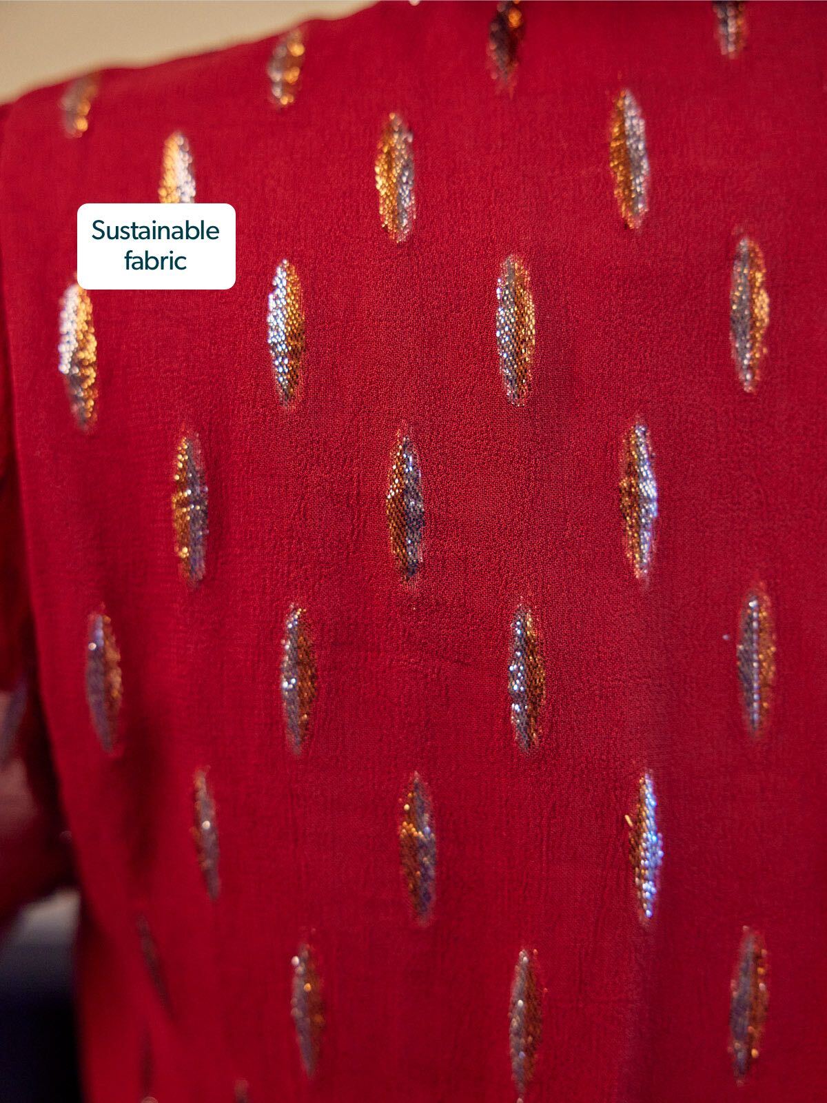 Valerie Lurex Dress - Burgundy and Bronze / Silver