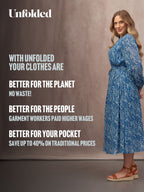 Vic Georgette Tie Waist Dress - Blue & Ecru Leaf Print