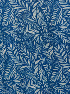 Vic Georgette Tie Waist Dress - Blue & Ecru Leaf Print