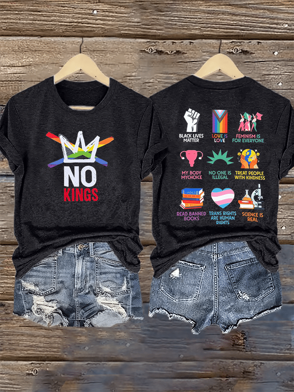 🔥Buy 3 Get 15% Off🔥Women's  No Kings Print T-Shirt