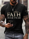 Men's Faith Over Fear Cross Print T-shirt