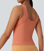 SoftlyZeroTM Plush Padded V Neck Running Tank Top-D/DD/DDD/F Cups