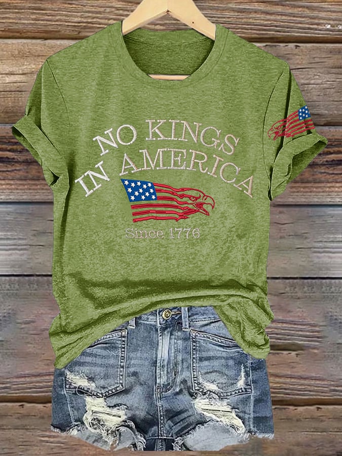🔥Buy 3 Get 15% Off🔥Retro No Kings In America Since 1776 Print T-Shirt