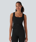 Square Neck Belted Work Tank Top