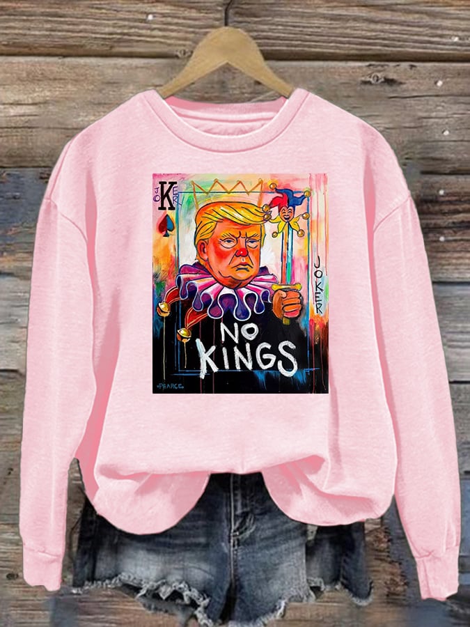 Women's   No Kings In America Print Casual  Sweatshirt