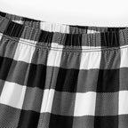 "2025 Family Christmas" Letter Print Black Long Sleeve Top with Black And White Plaid Pants Family Matching Pajamas