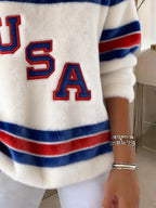 V-Neck Retro USA Ice Hockey Tops