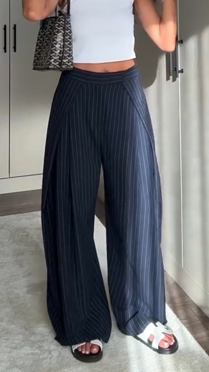 Womens Vertical Striped Loose Casual Pants