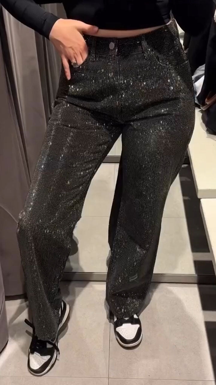 Women's Autumn Casual Diamond Glitter Jeans
