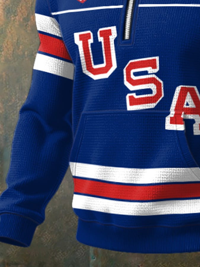 Retro Men's USA Ice Hockey Print Sweatshirt