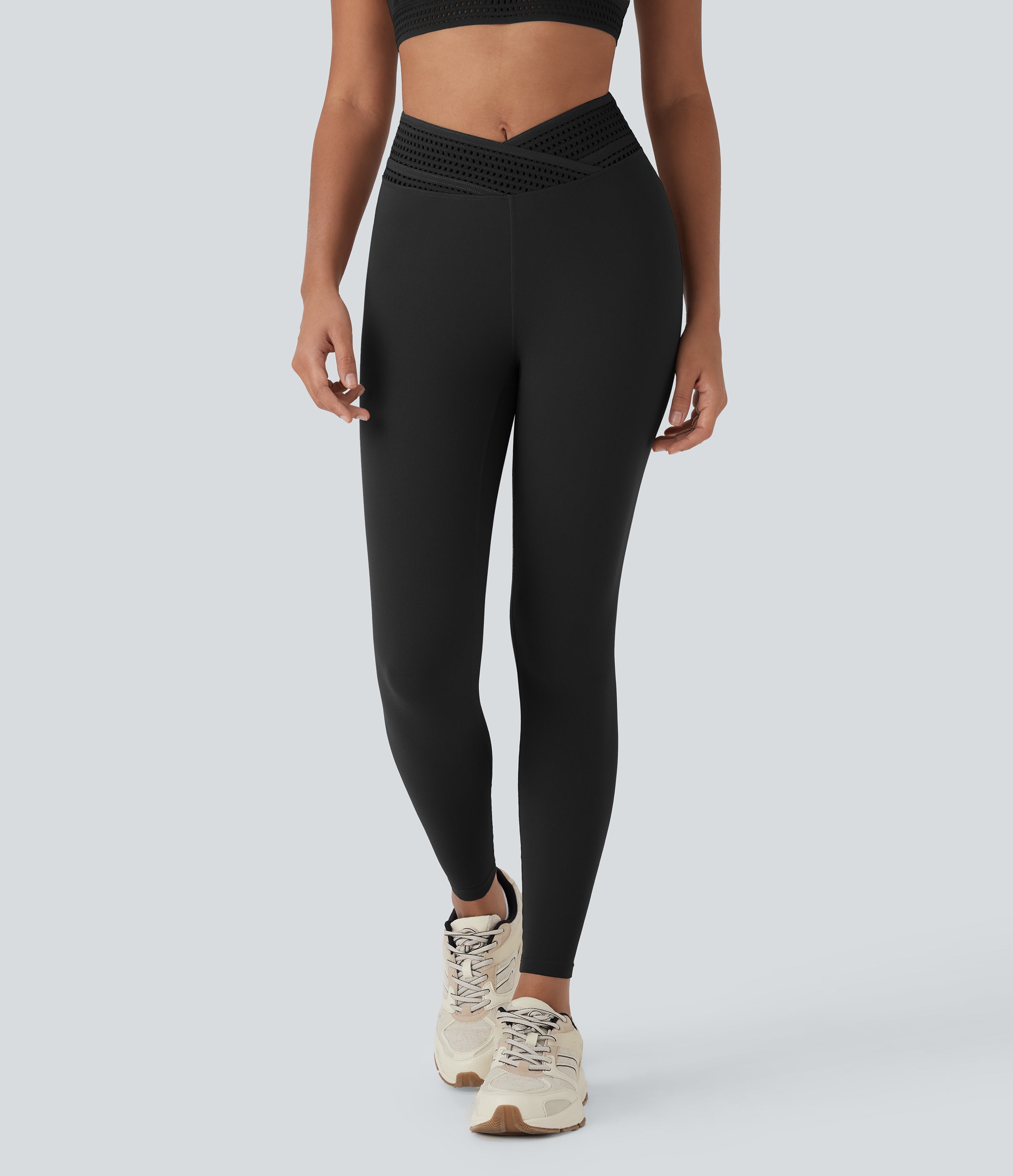 High Waisted Crossover Cut Out Yoga Leggings