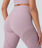 UltraSculptTM Cool Quick Dry High Waisted Tummy Control Ventilation Perforated Yoga Leggings-UPF 50+