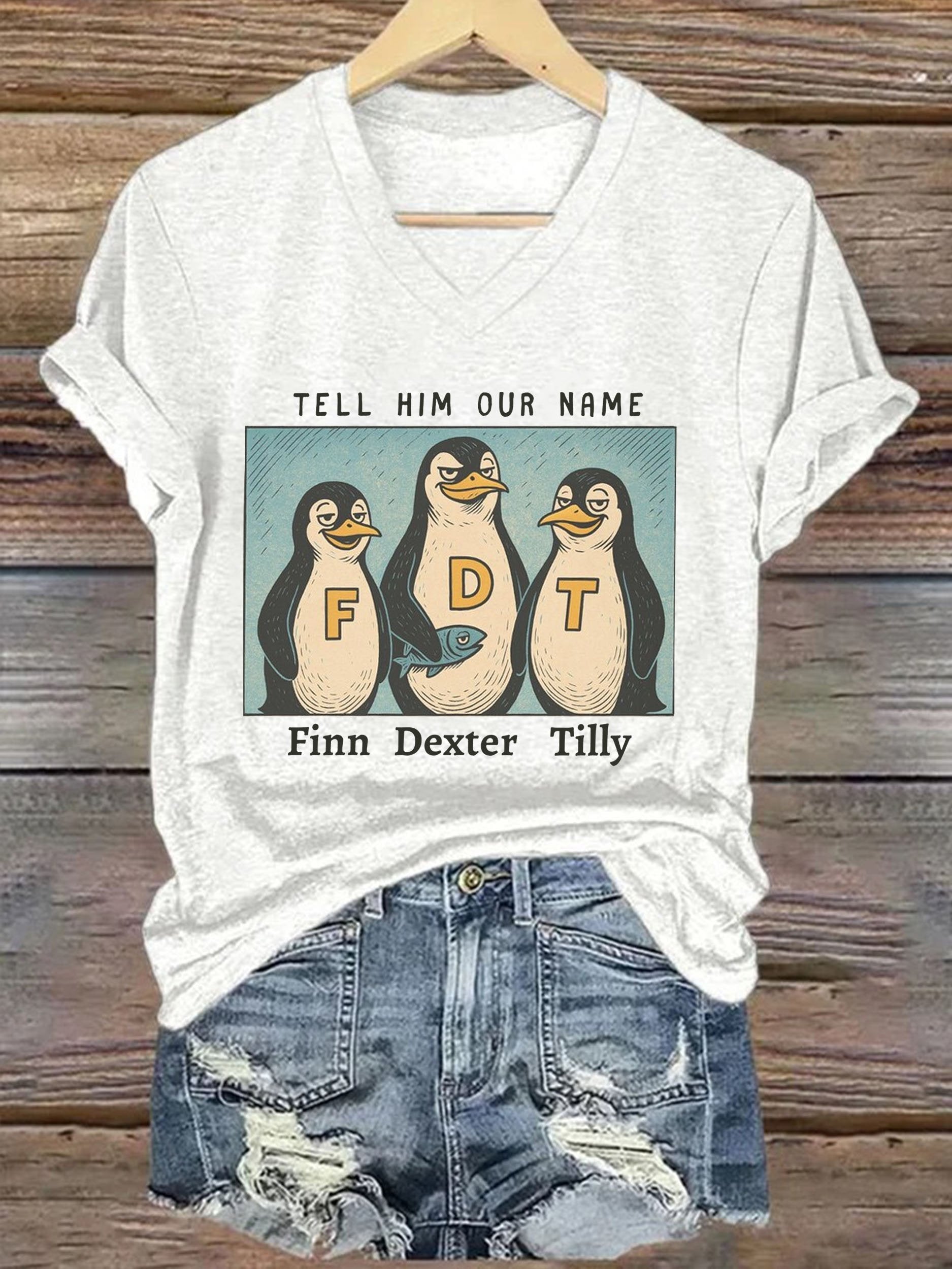 🔥Buy 3 Get 15% Off🔥Women's Tell Him Our Name Finn Dexter Tilly Printed Short-Sleeved T-Shirt