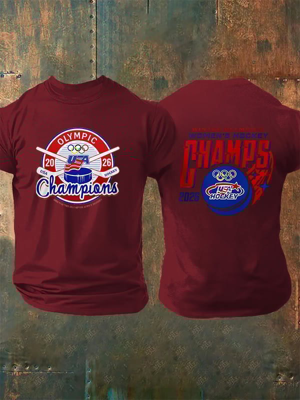 Men's  Ice Hockey Print Casual T-Shirt