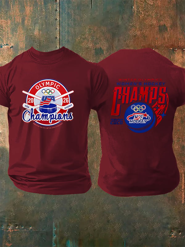 Men's  Ice Hockey Print Casual T-Shirt