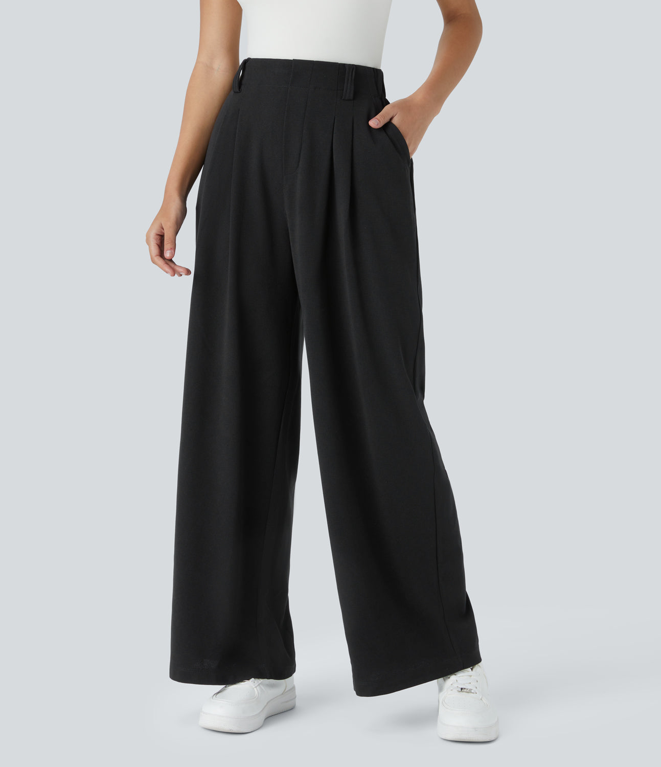 FlexTM High Waisted Side Pocket Wide Leg Waffle Work Pants