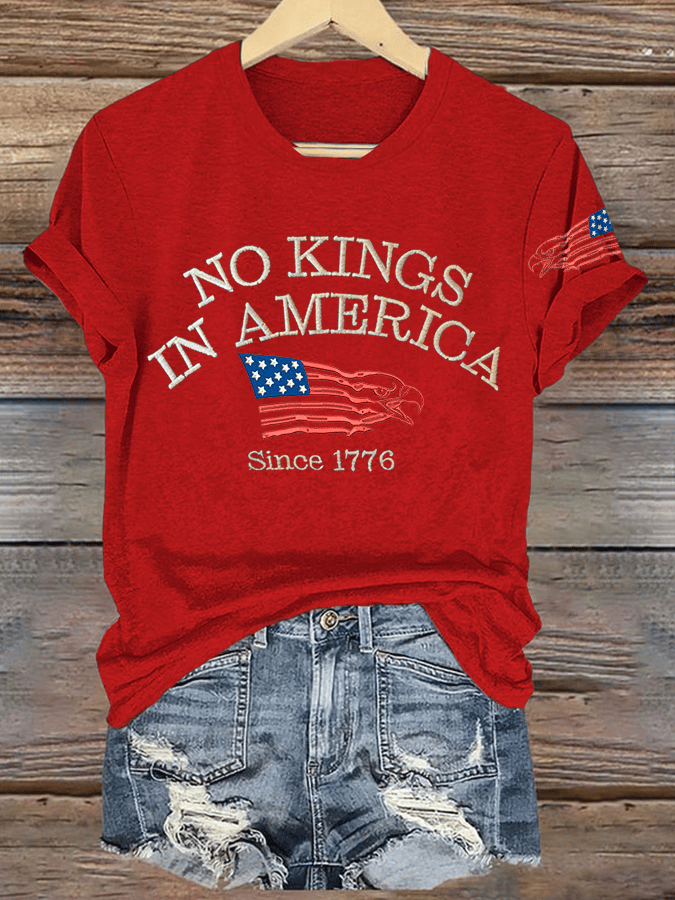 🔥Buy 3 Get 15% Off🔥Retro No Kings In America Since 1776 Print T-Shirt