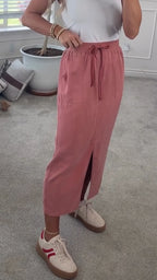 Ladies' Solid Color Split Casual Skirt