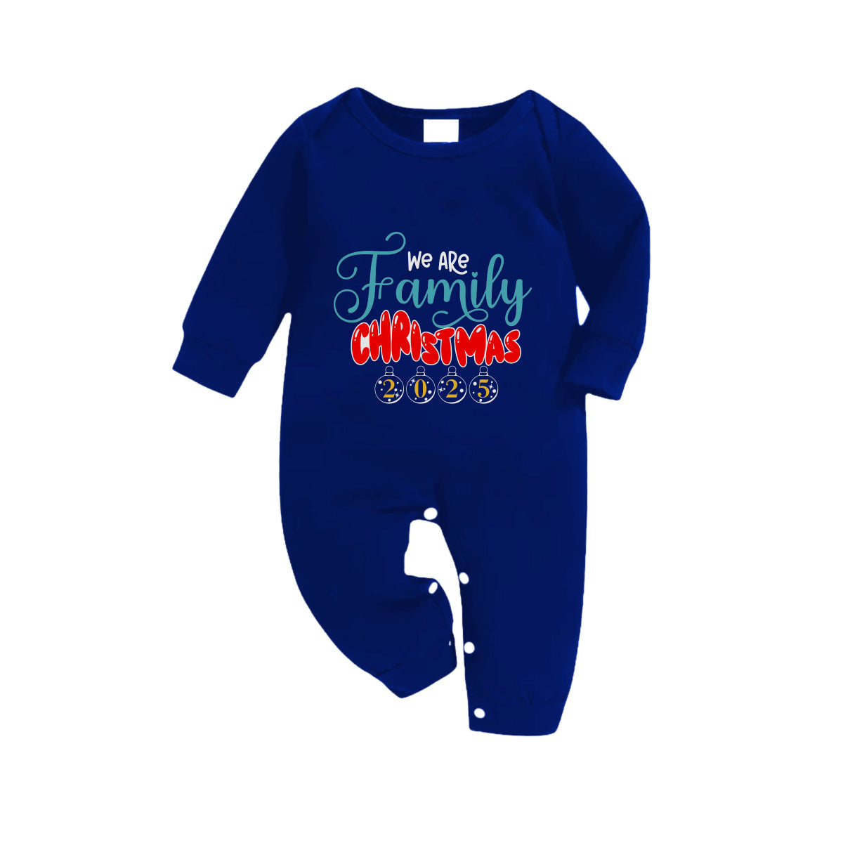 Christmas Family Matching Pajamas-Navy & White Plaid Pjs Set with "We Are Family Christmas 2025" Print