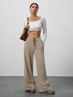 High Waist Comfortable Wide Leg Casual Jogging Pants, Versatile Athletic Trousers for Relaxed Fit, Ideal for Everyday Wear