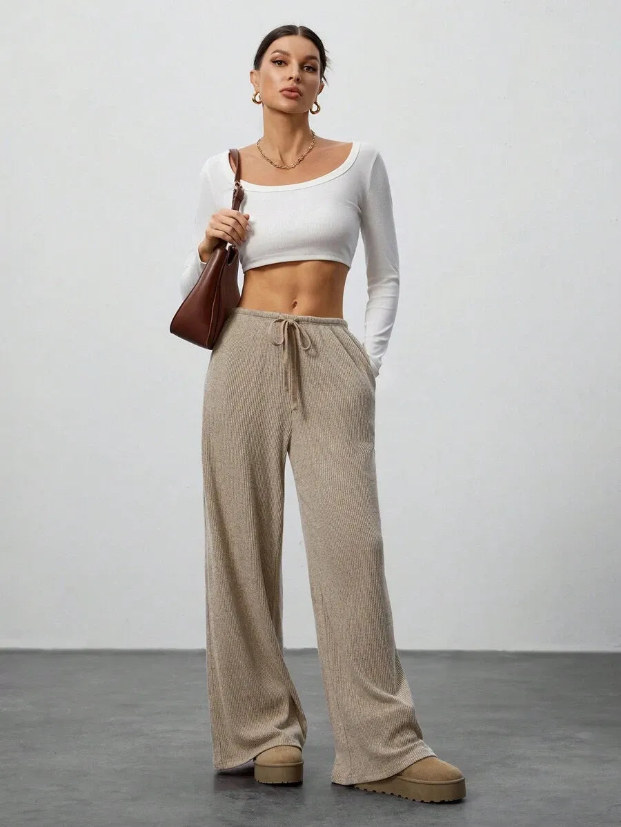 High Waist Comfortable Wide Leg Casual Jogging Pants, Versatile Athletic Trousers for Relaxed Fit, Ideal for Everyday Wear