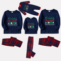 Christmas Family Matching Pajamas-Navy & Red Plaid Pjs Set with "Family Christmas 2025" and Santa Pattern Print