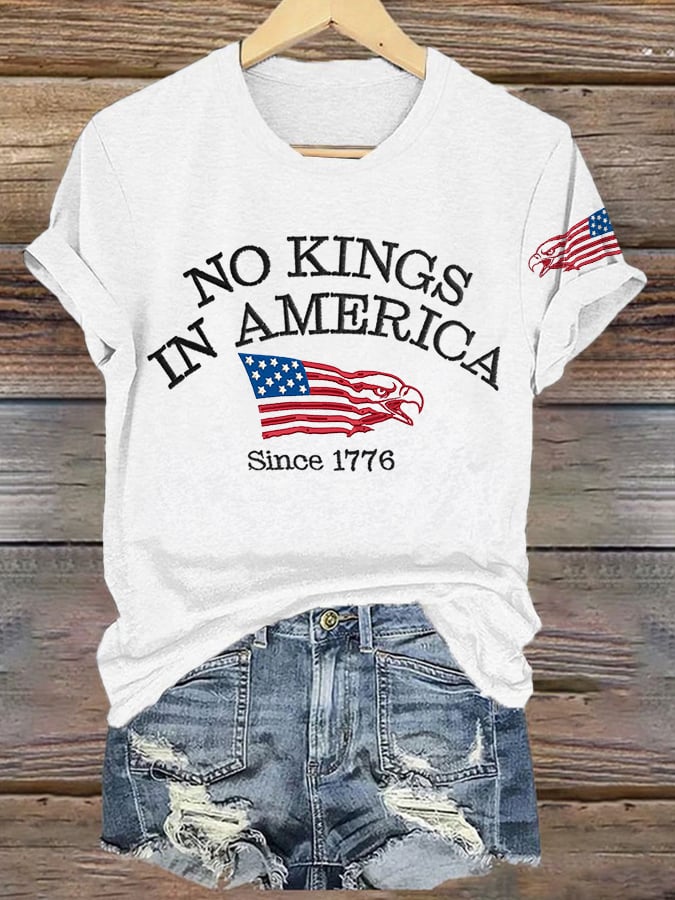 🔥Buy 3 Get 15% Off🔥Retro No Kings In America Since 1776 Print T-Shirt