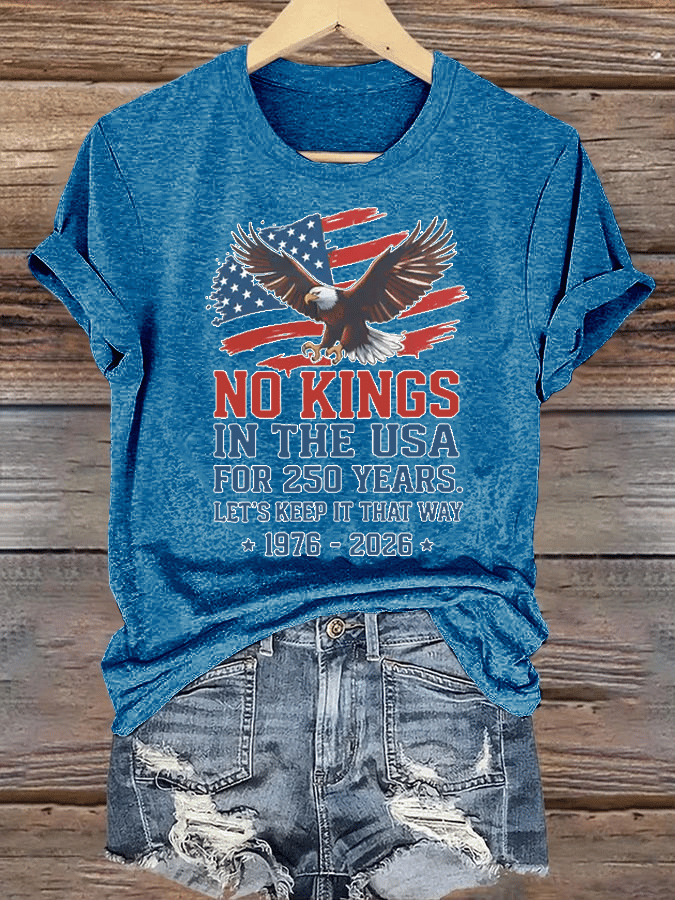 🔥Buy 3 Get 15% Off🔥Women's  No Kings USA Patriotic Tee ,250 Years of Democracy printed T-shirt