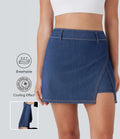 FlexTM High Waisted 2-in-1 Cool Touch Washed Denim Mini Tennis Skirt with Pocket
