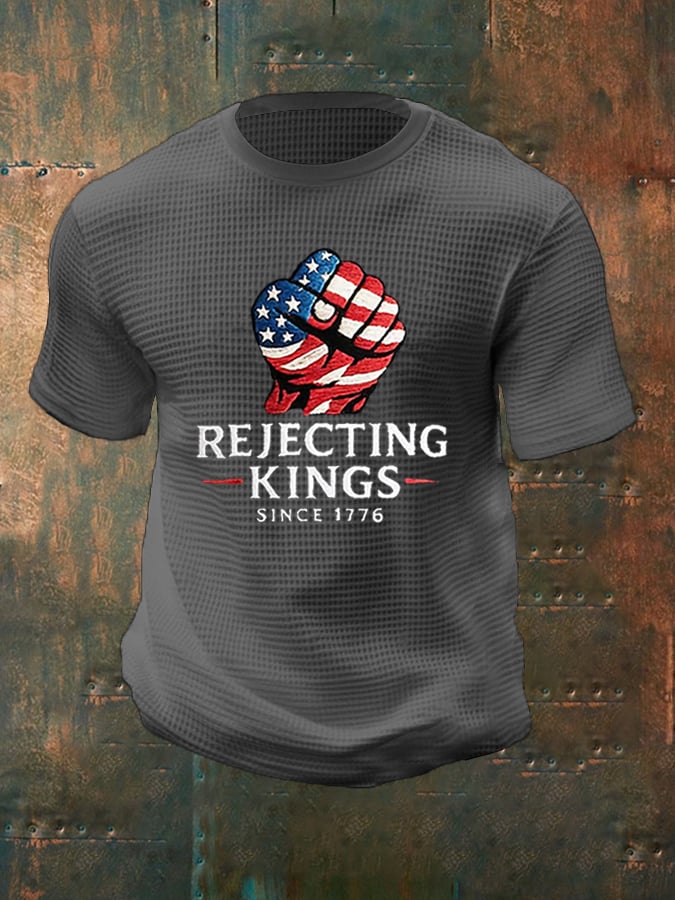 🔥Buy 3 Get 15% Off🔥Men's “Rejecting Kings Since 1776” Waffle T-Shirt