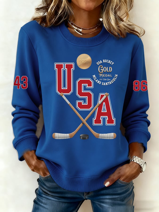 Women's  Hockey Print Sweatshirt