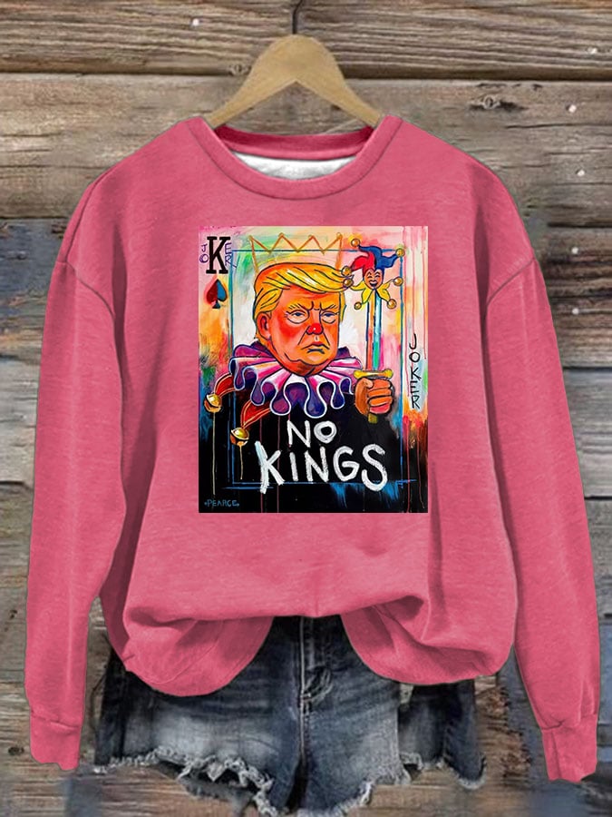 Women's   No Kings In America Print Casual  Sweatshirt