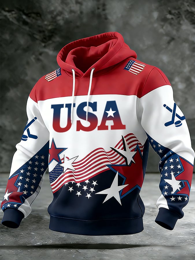 Men's USA Ice Hockey Print Hoodie