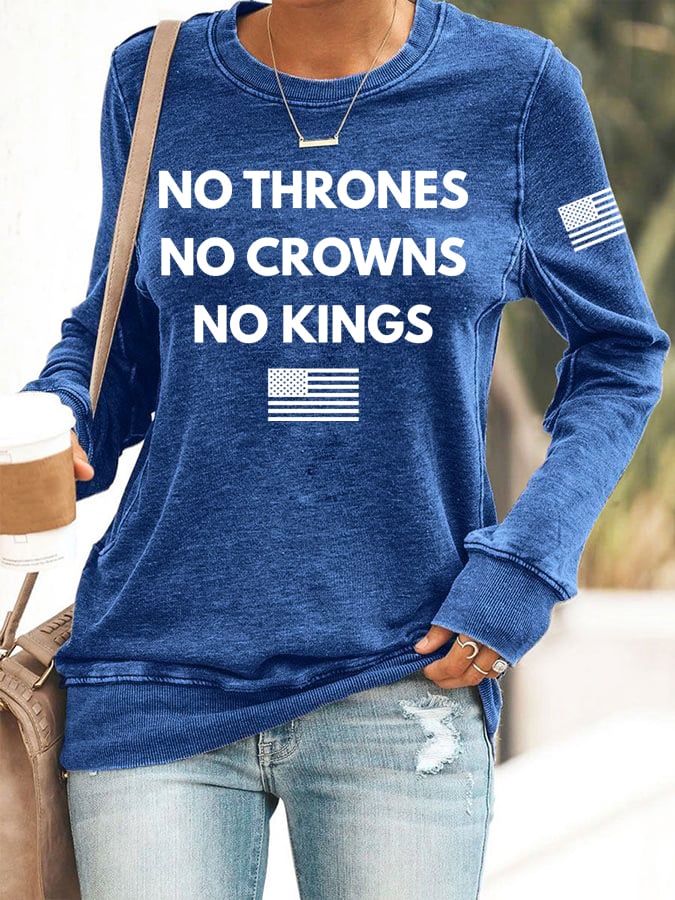🔥Buy 3 Get 15% Off🔥Women's No Thrones No Crowns No Kings Print Round Neck Sweatshirt