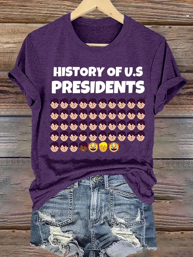 🔥Buy 3 Get 15% Off🔥Women's  History Of US Presidents Print T-Shirt