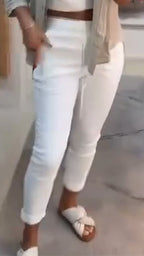 Ladies Drawstring Solid Color Casual Pants
