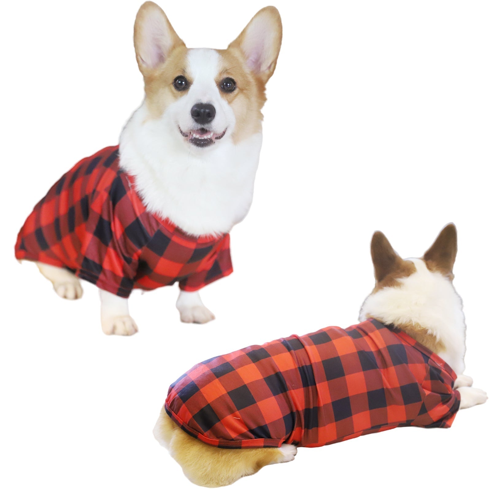 Santa Hat and "2025 Family Christmas" Text Print Black & Red Plaid Christmas Matching Pajamas